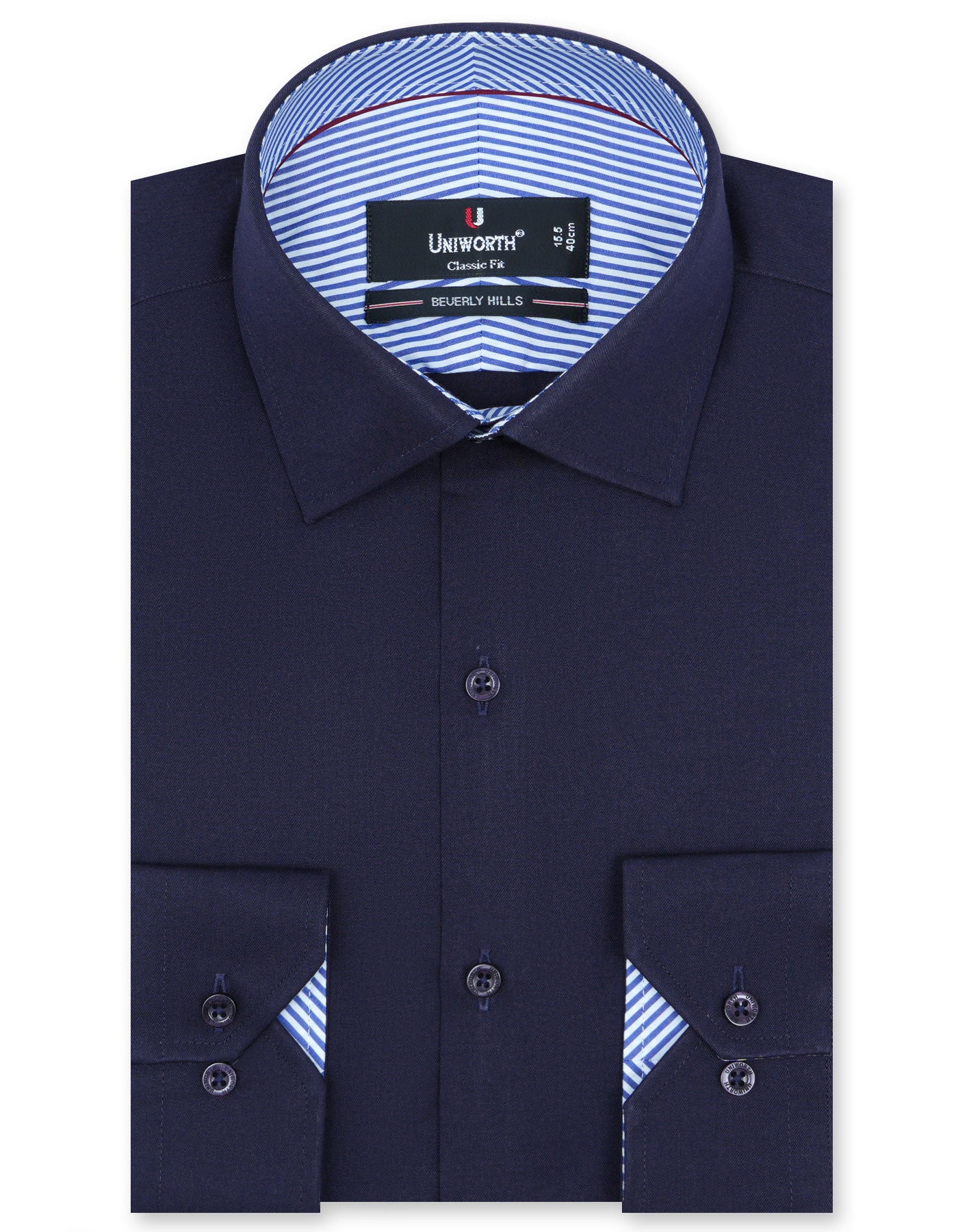 Check Navy Classic Fit Shirt FS1573-1RF-14.5