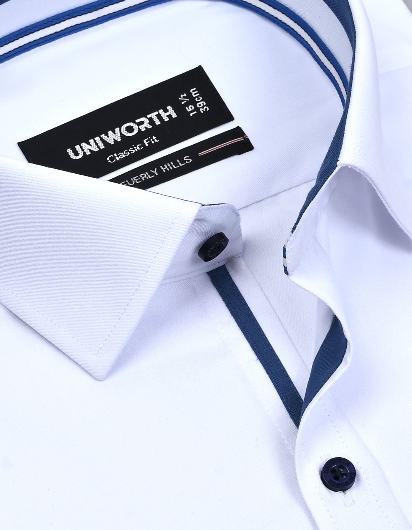 Plain White Classic Fit Shirt FS1596-6RF-15