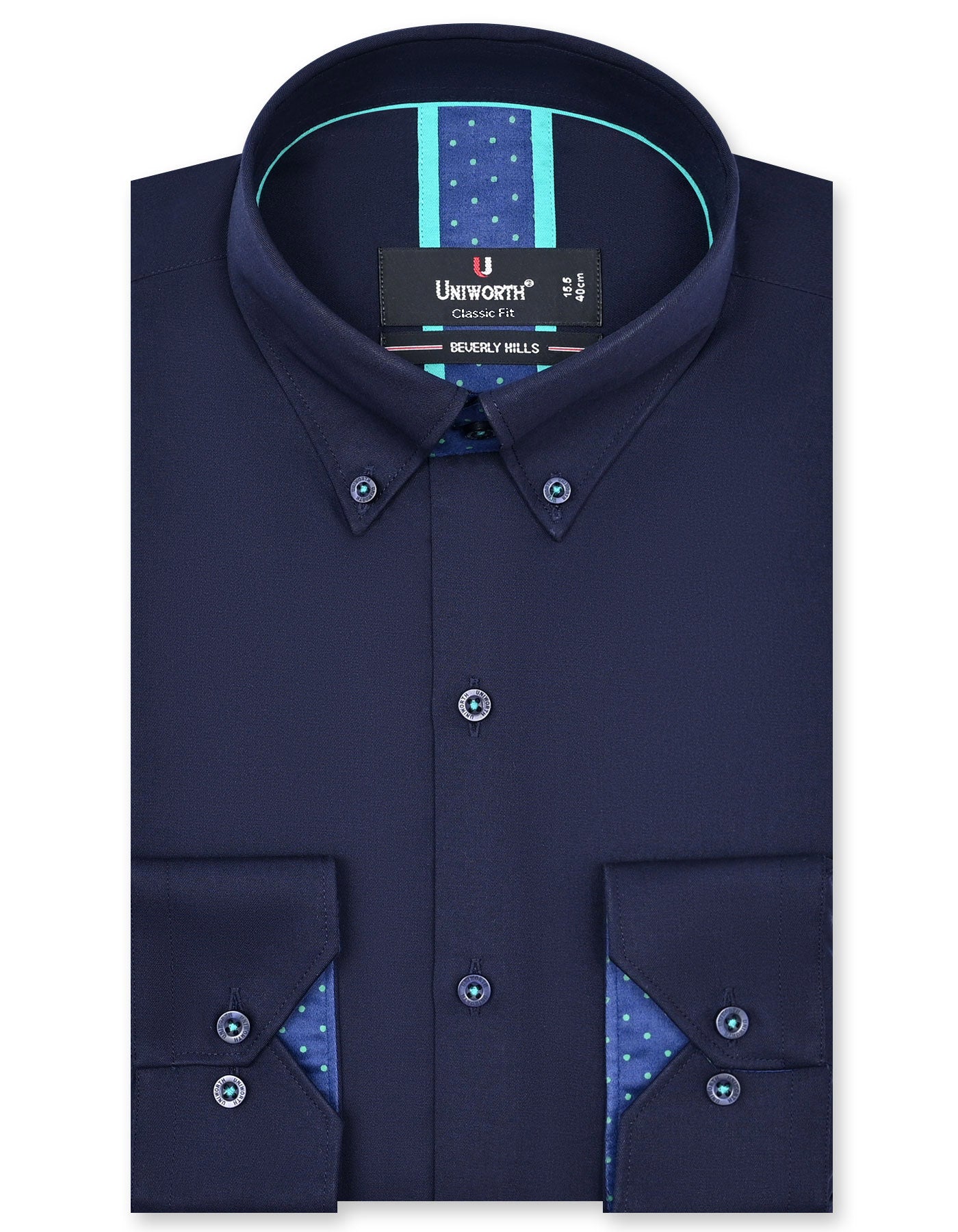 Plain Navy Classic Fit Shirt FS1601-1RF-14.5