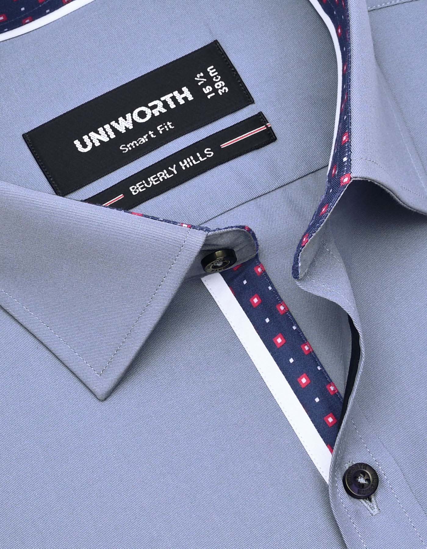 Plain L Grey Tailored Smart Fit Shirt FS1636SF-15