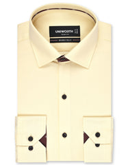 Plain Cream Tailored Smart Fit Shirt FS1649-2SF-14.5