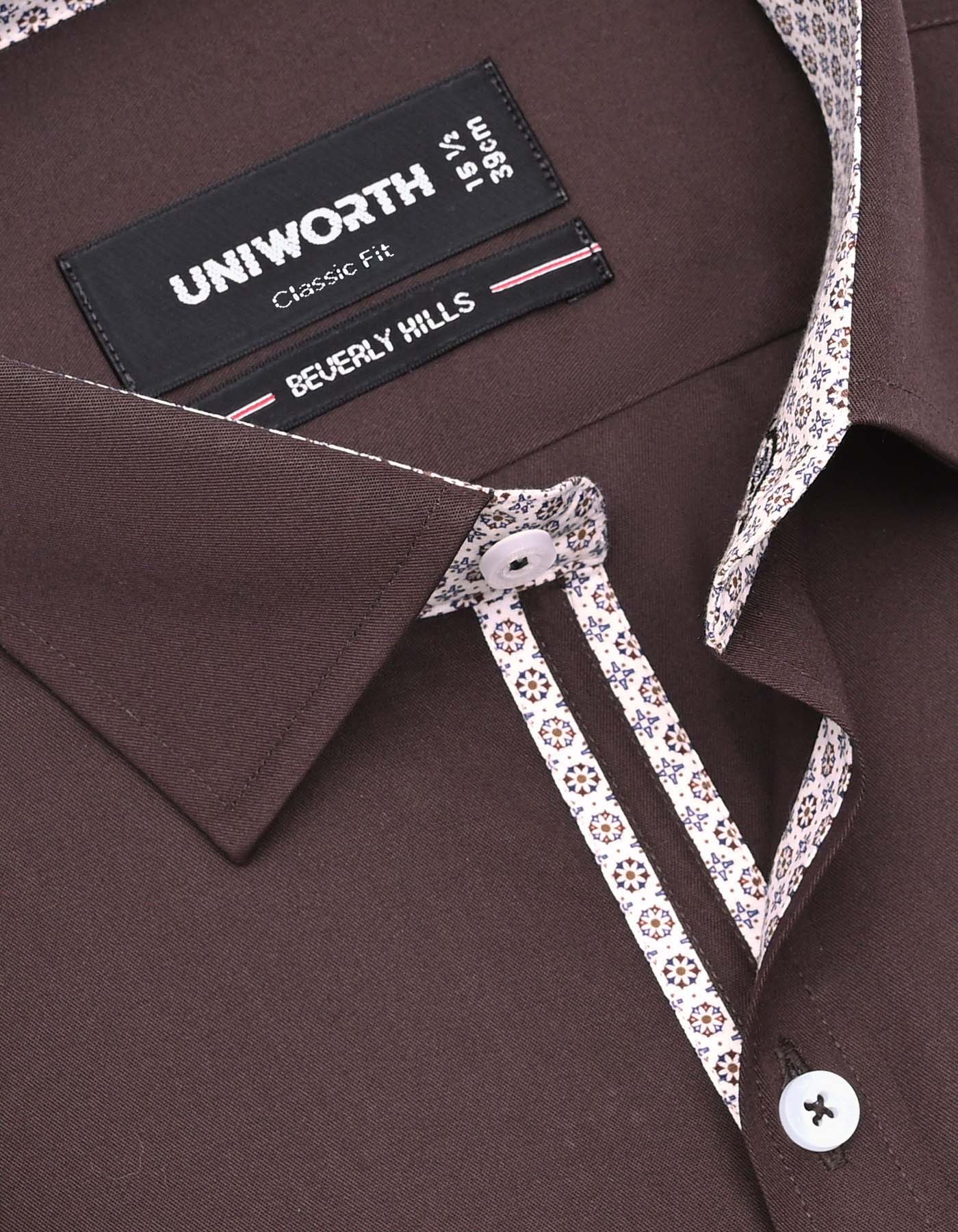 Plain Chocolate Classic Fit Shirt FS1652-1RF-15