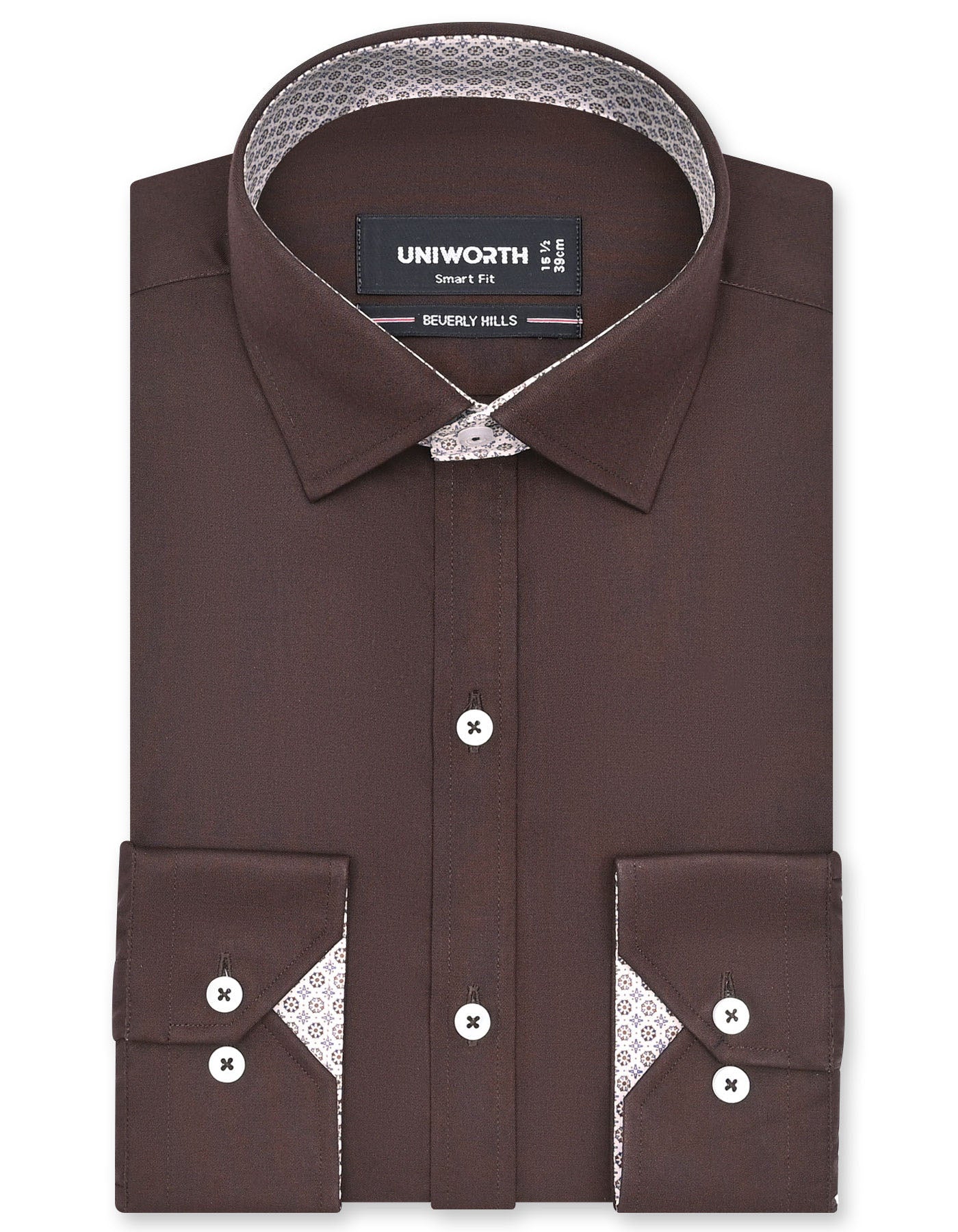 Plain Chocolate Tailored Smart Fit Shirt FS1652-1SF-14.5