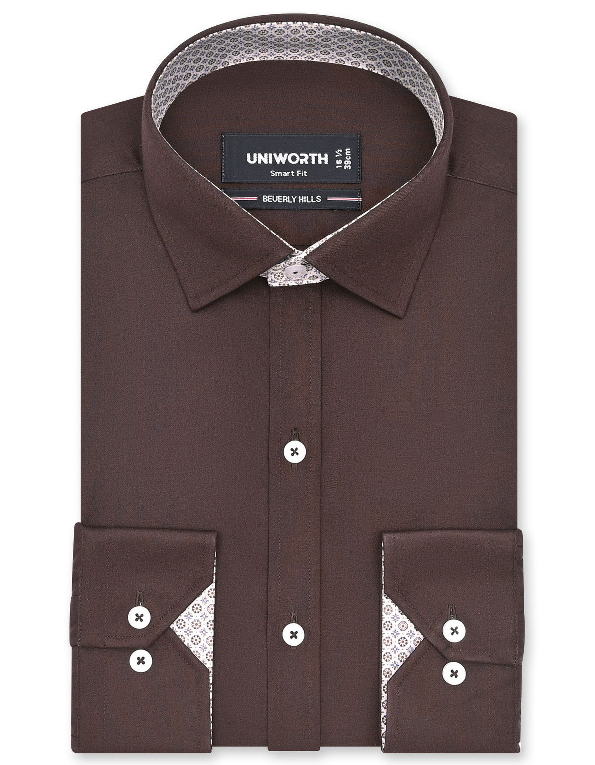 Plain Chocolate Tailored Smart Fit Shirt FS1652-1SF-14.5