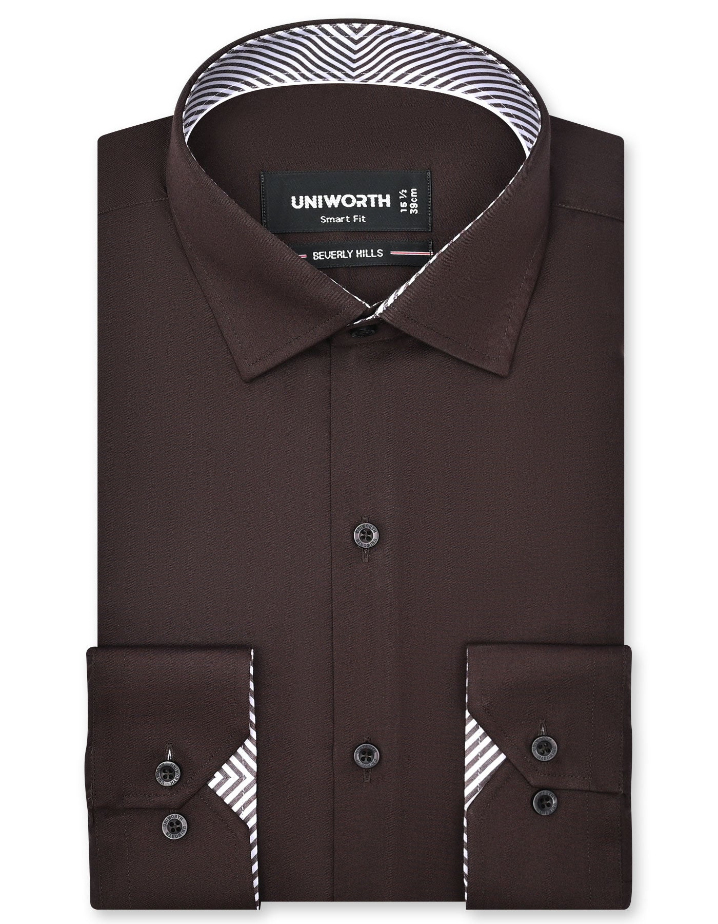 Plain Chocolate Tailored Smart Fit Shirt FS1652-2SF-14.5