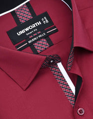 Plain Maroon Tailored Smart Fit Shirt FS1655-3SF-15