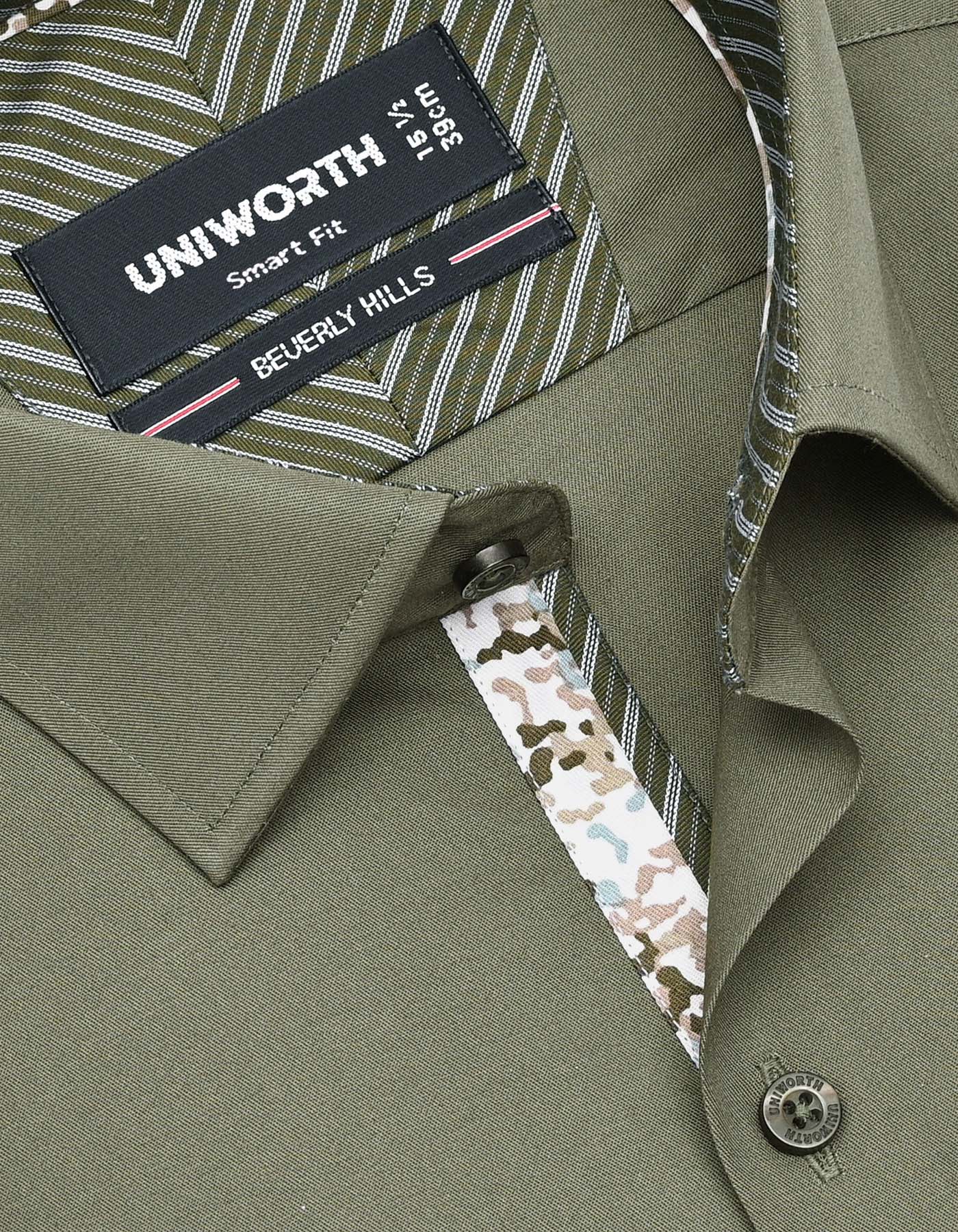 Plain Army Green Tailored Smart Fit Shirt FS1657-3SF-15