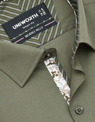 Plain Army Green Tailored Smart Fit Shirt FS1657-3SF-15