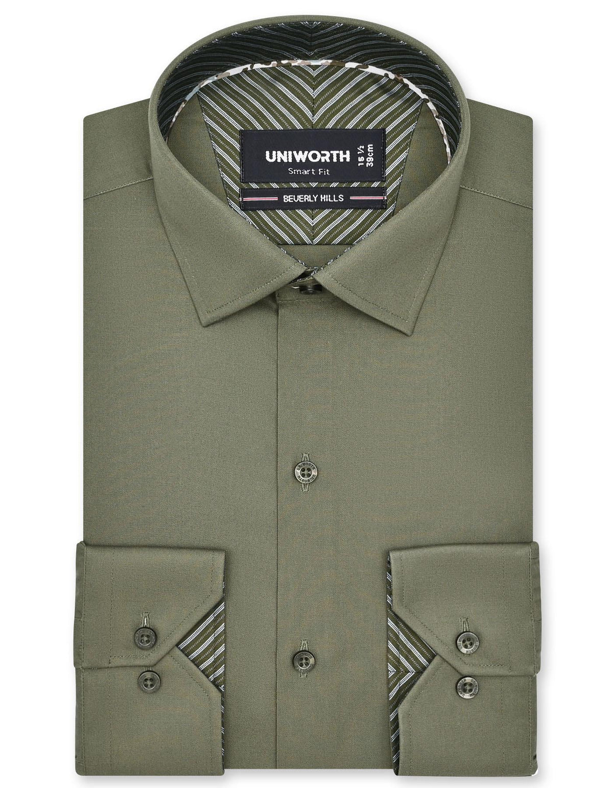 Plain Army Green Tailored Smart Fit Shirt FS1657-3SF-14.5