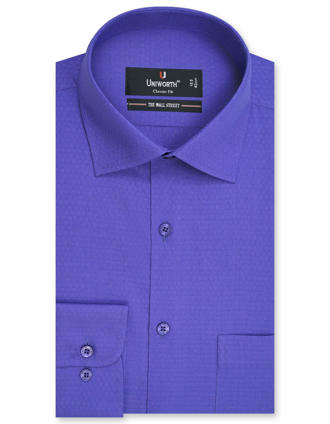 Self Royal Blue Classic Fit Shirt FS20324RF-15.5