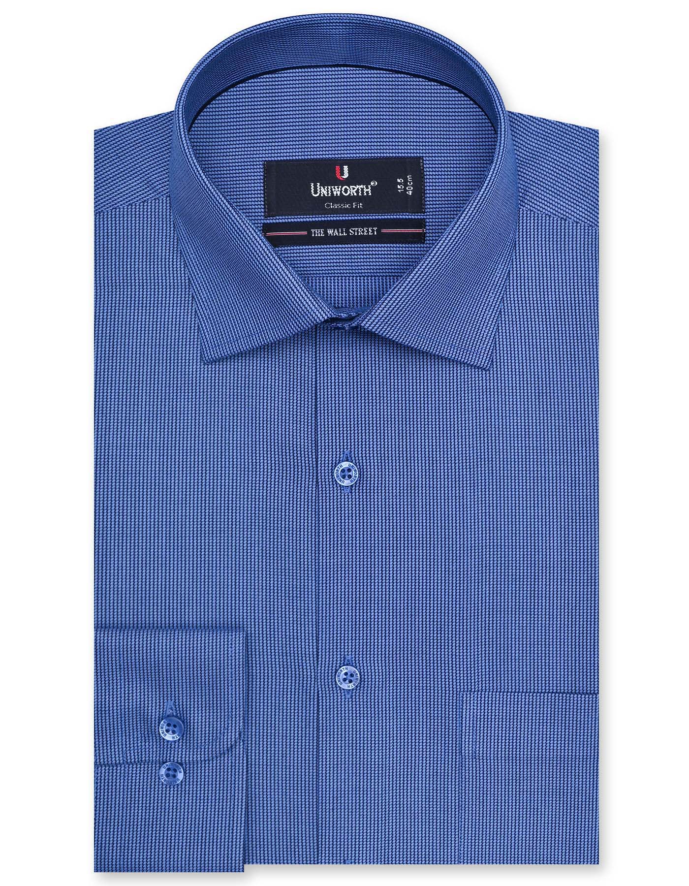 Self Blue Classic Fit Shirt FS20408RF-14.5