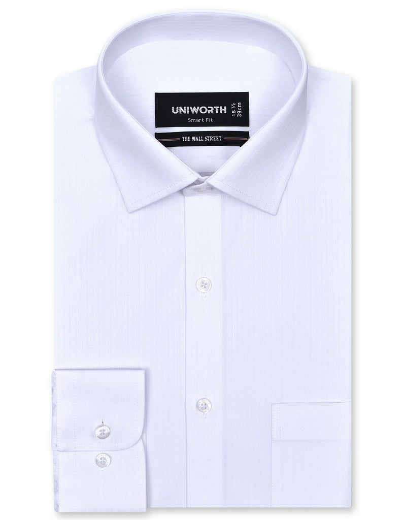 White Self Tailored Smart Fit Shirt