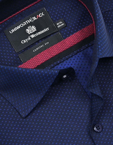 Buy Navy Self Classic Fit Formal Shirt – Uniworth