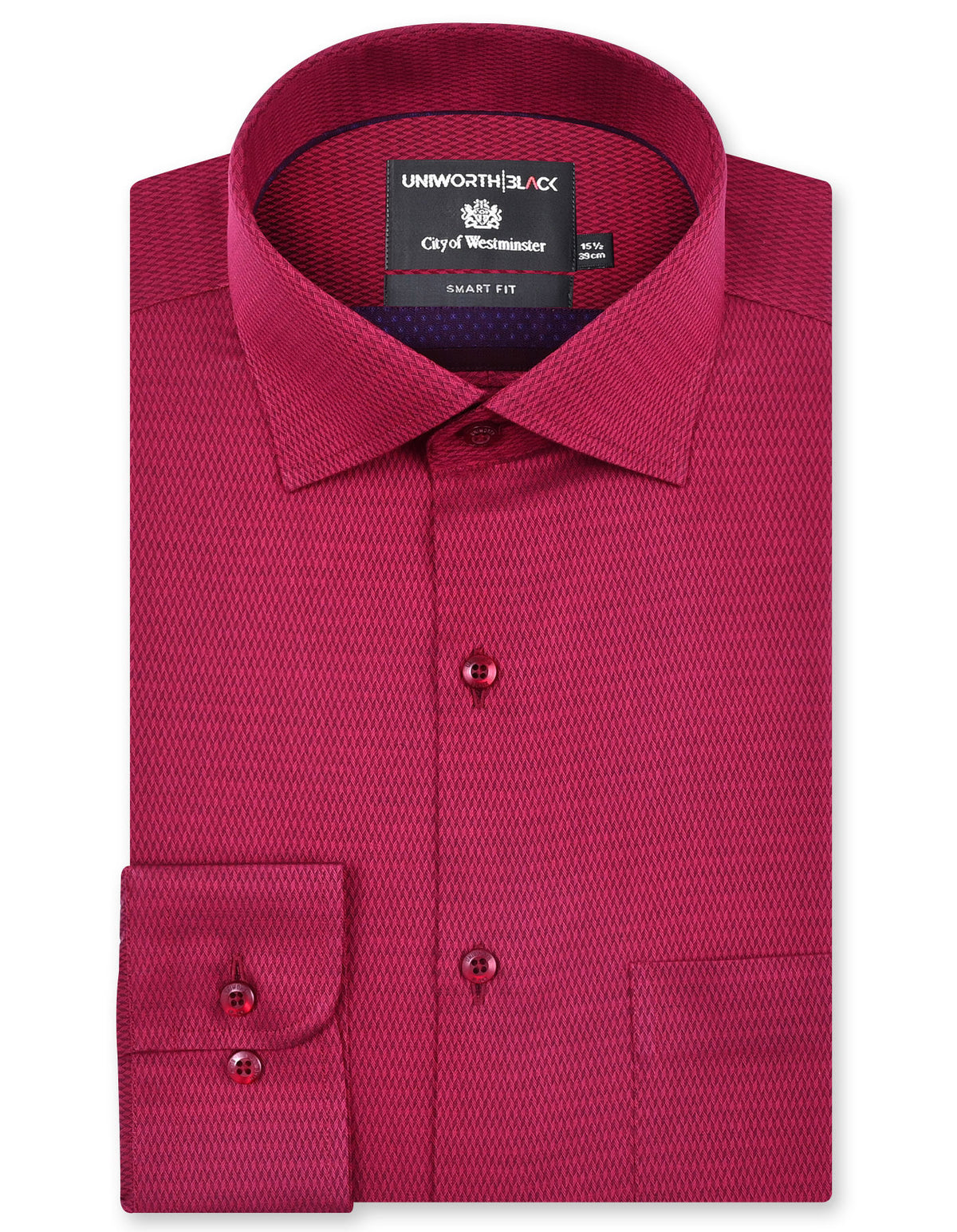 Self Maroon Tailored Smart Fit Shirt FS20468SF-14.5