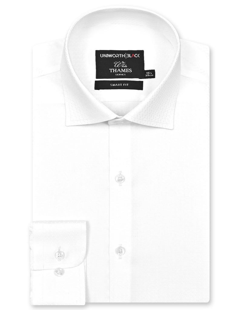 White Self Tailored Smart Fit Shirt