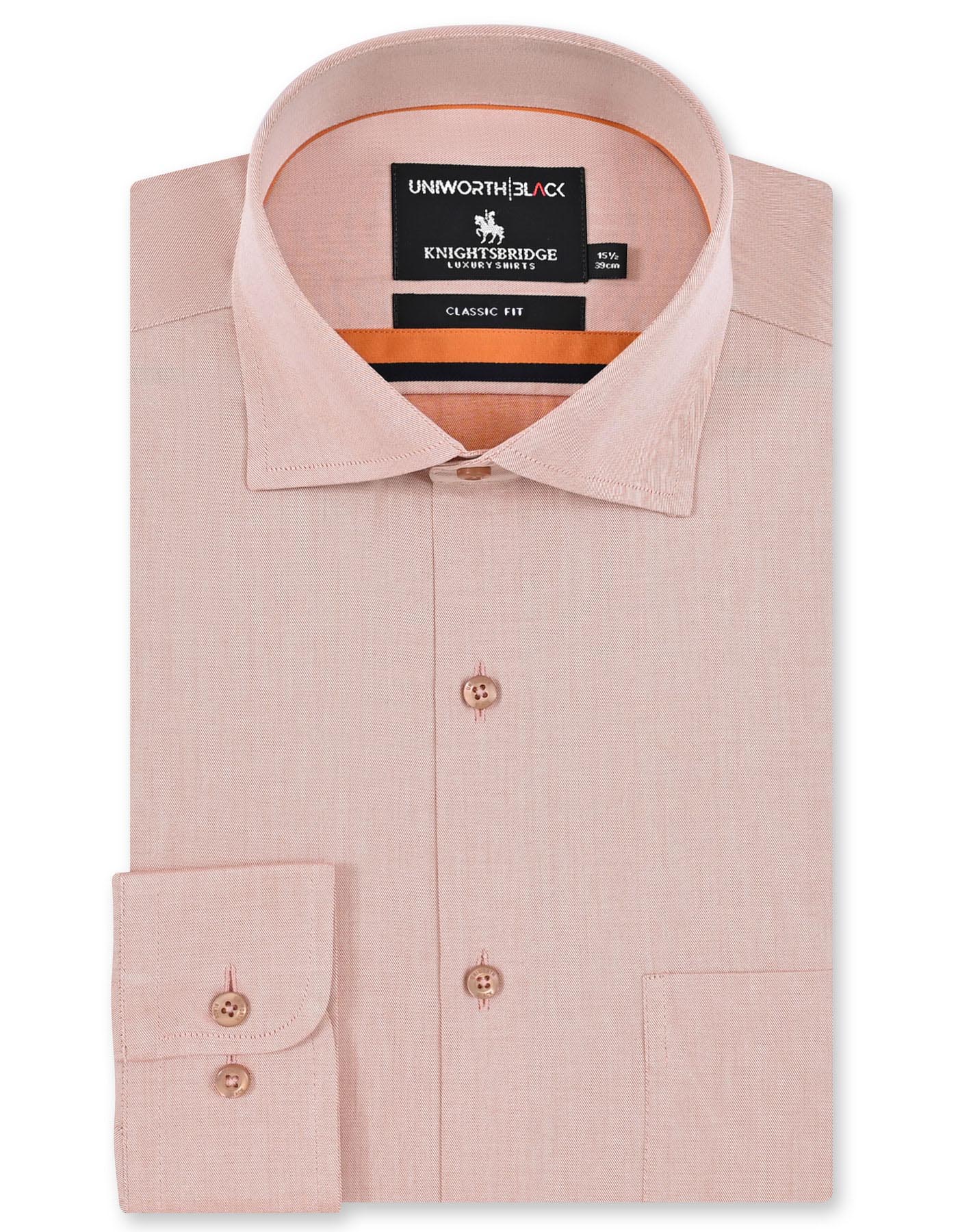 Plain L Brown Classic Fit Shirt FS2169-4RF-14.5