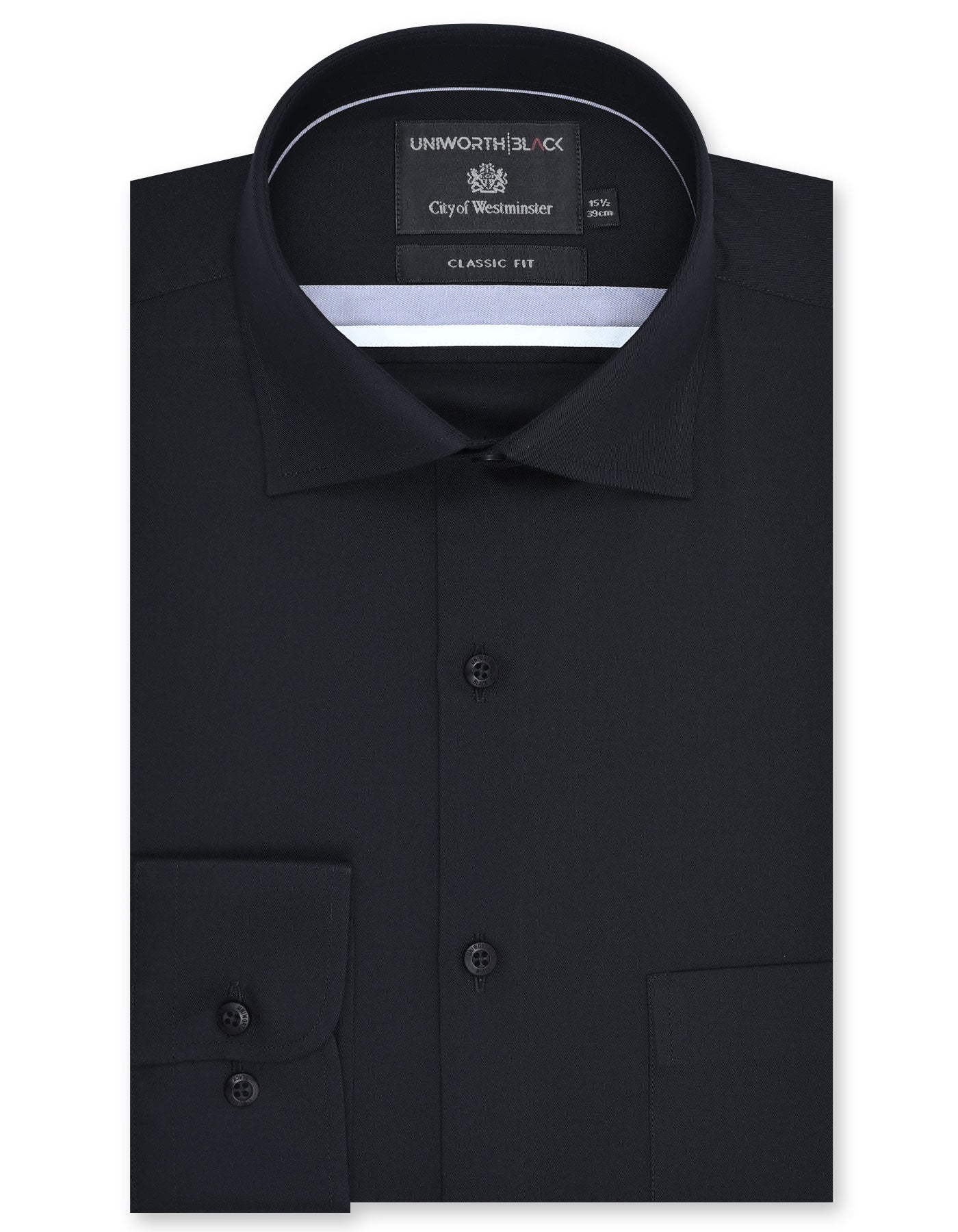 Plain Black Classic Fit Shirt FS2173-4RF-14.5