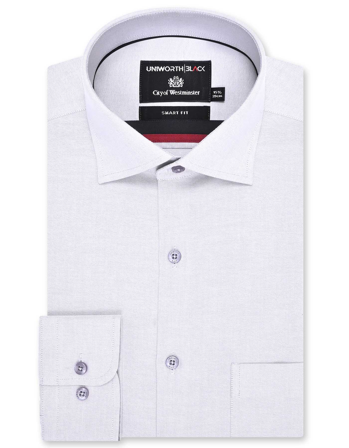 Plain L Grey Tailored Smart Fit Shirt FS2296SF-14.5