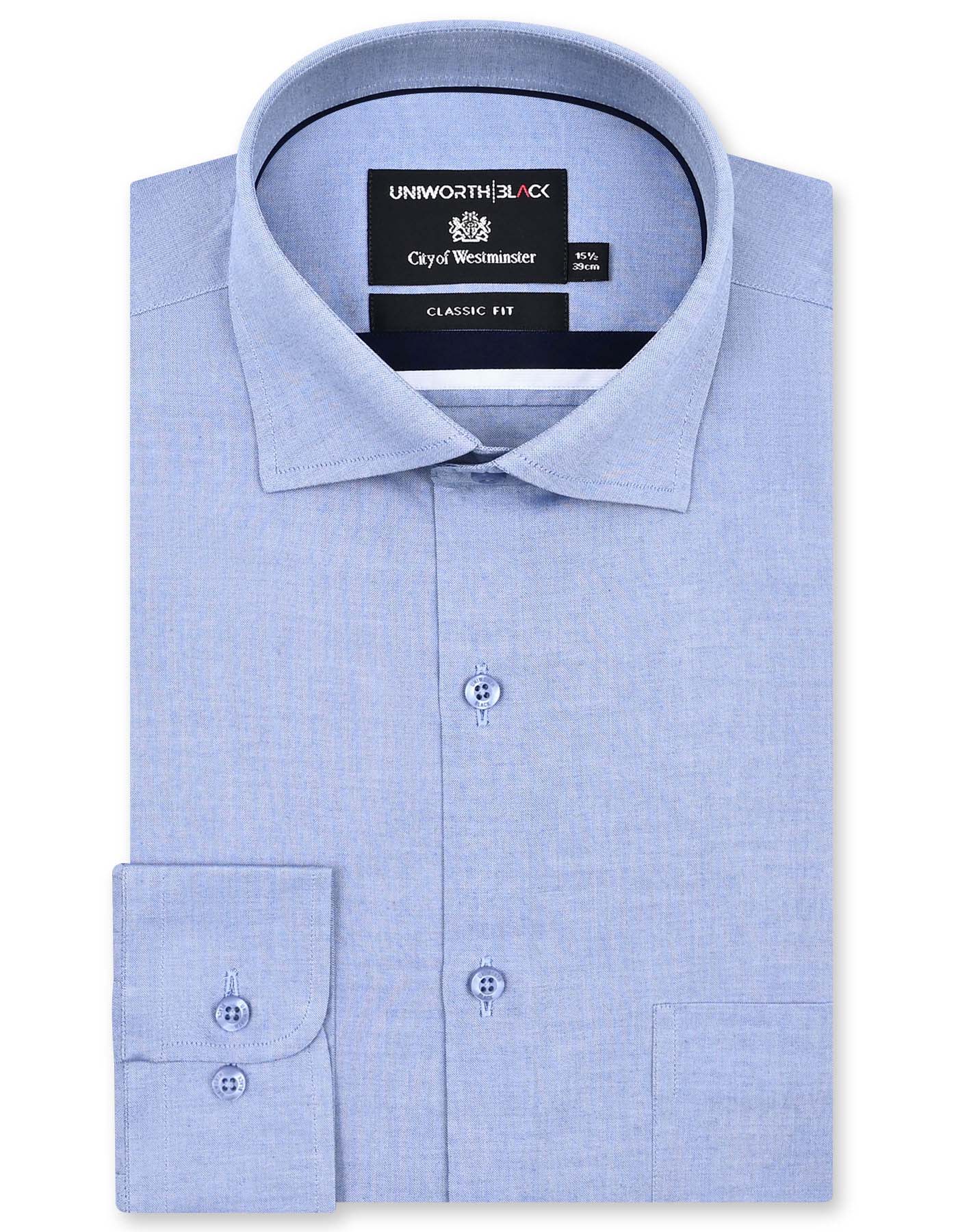 Plain L Blue Classic Fit Shirt FS2335-7RF-14.5