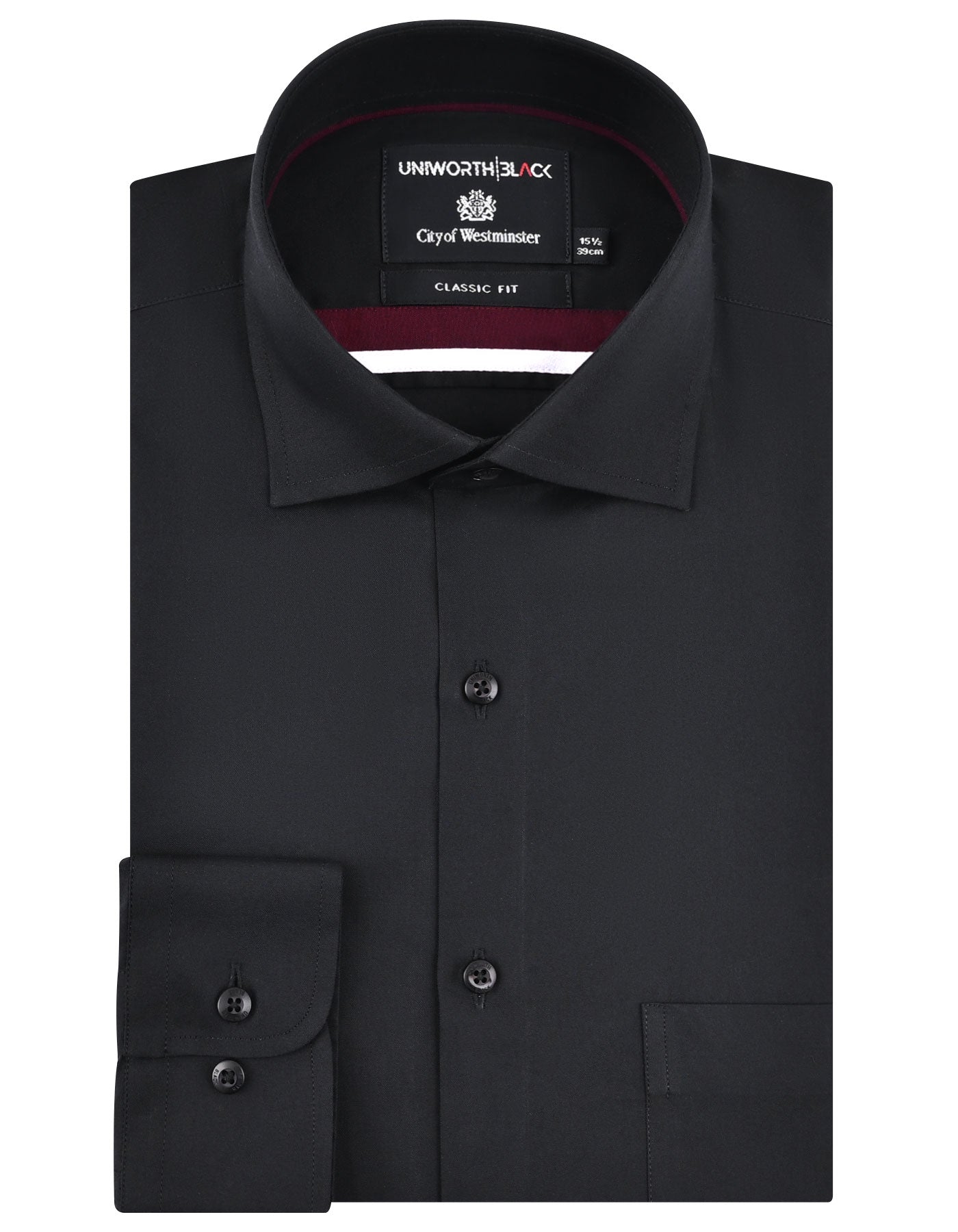 Plain Black Classic Fit Shirt FS2338-1RF-14.5