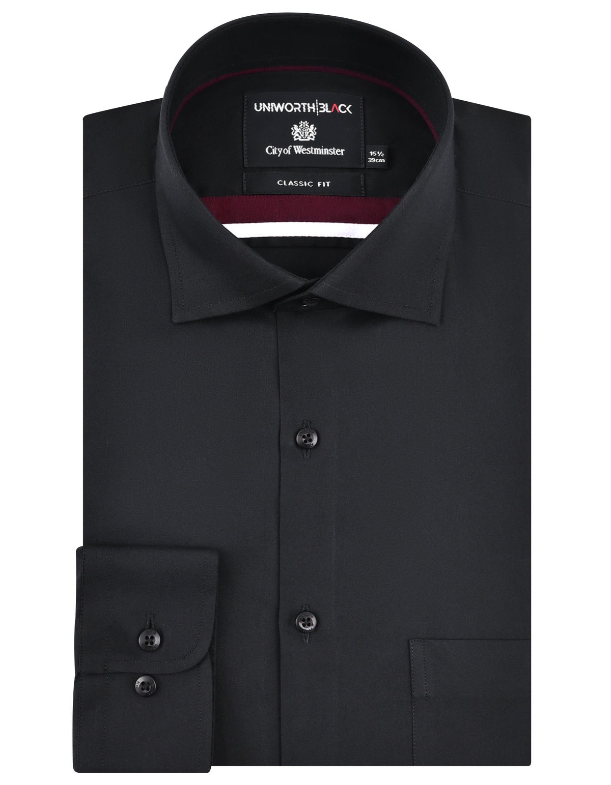 Plain Black Classic Fit Shirt FS2338-1RF-14.5