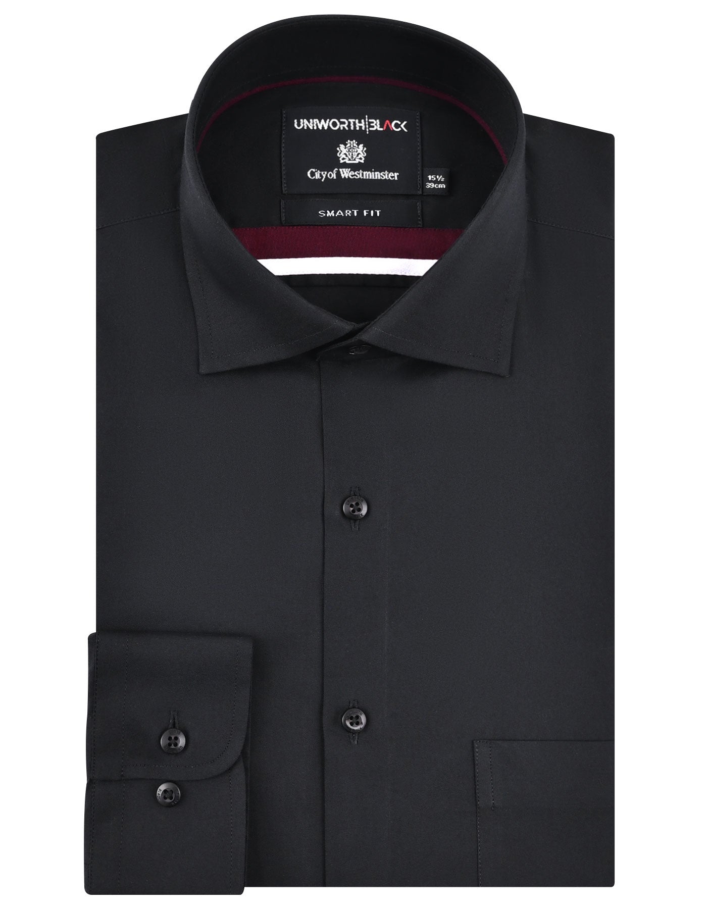 Plain Black Tailored Smart Fit Shirt FS2338-1SF-14.5