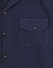 Navy Plain Tailored Smart Fit Cuban Collar Shirt