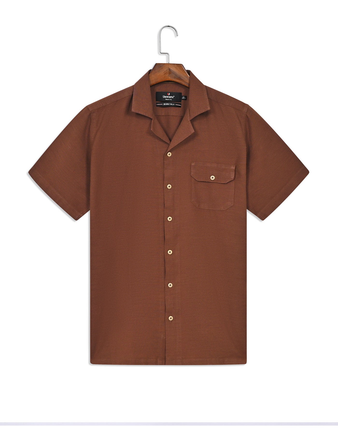 Plain Brown Tailored Smart Fit Shirt FS2366SH-14.5