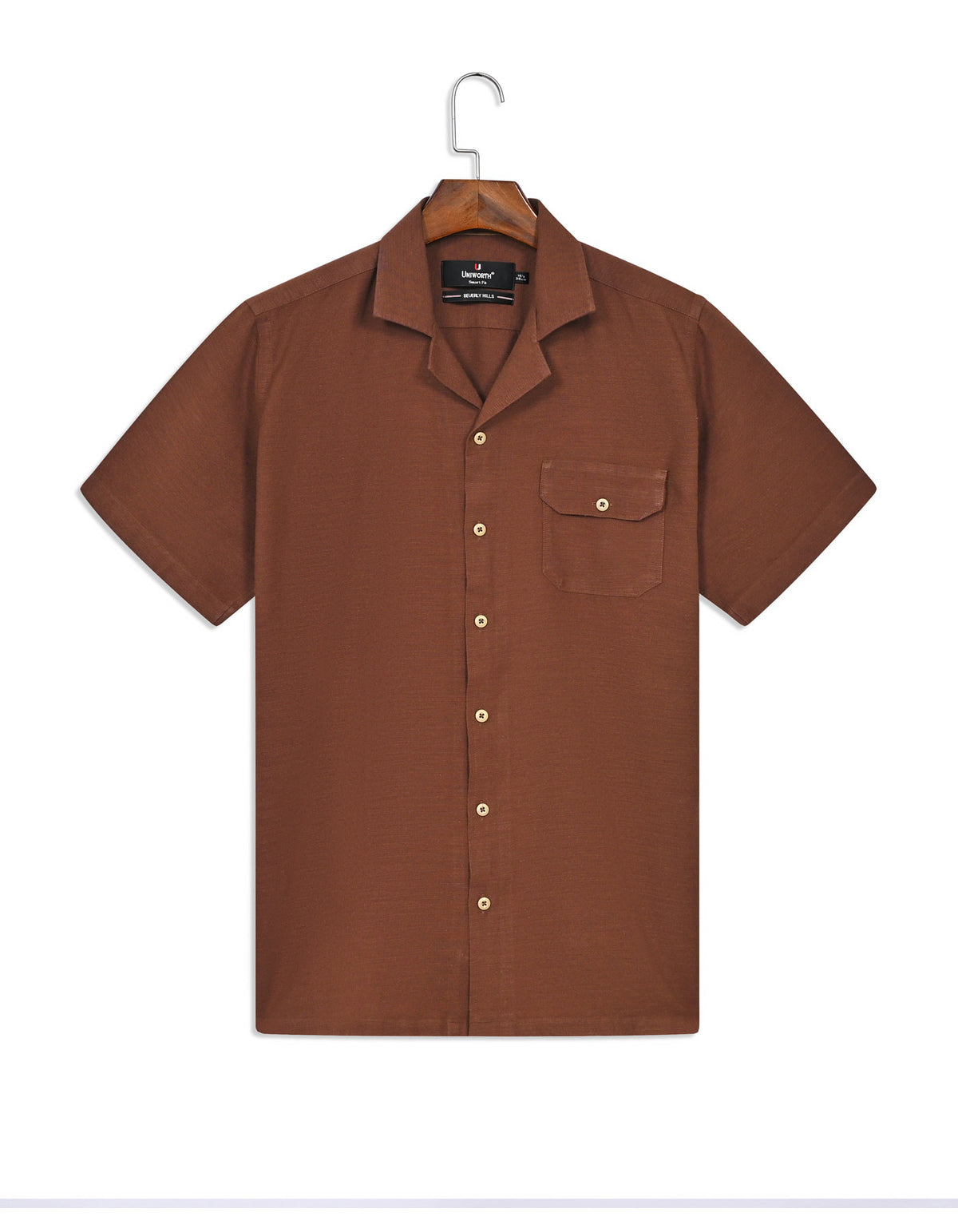Plain Brown Tailored Smart Fit Shirt FS2366SH-14.5