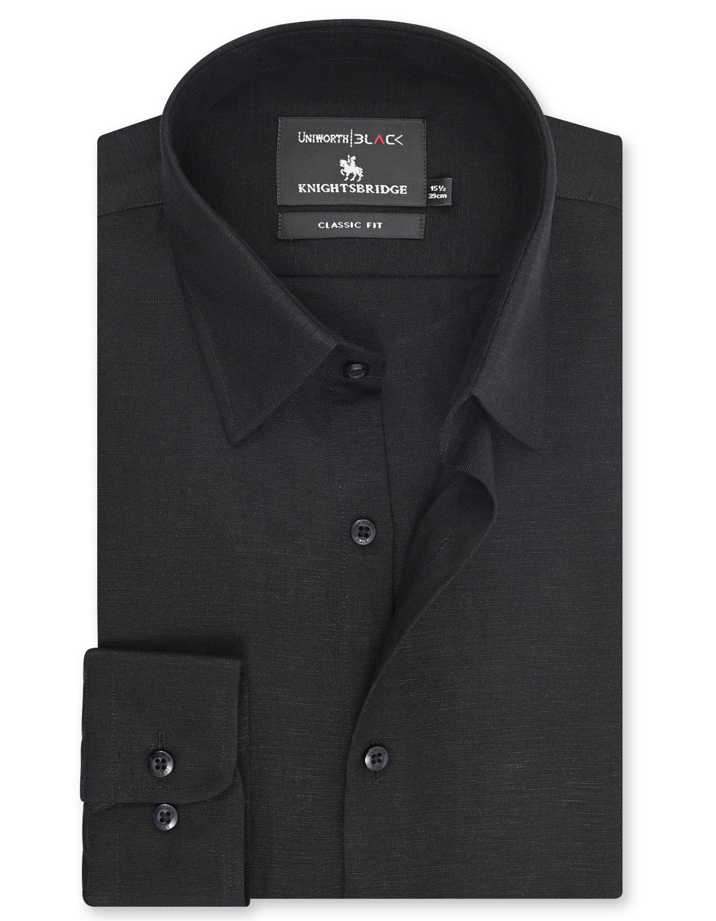 Plain Black Classic Fit Shirt FS2405-3RF-14.5