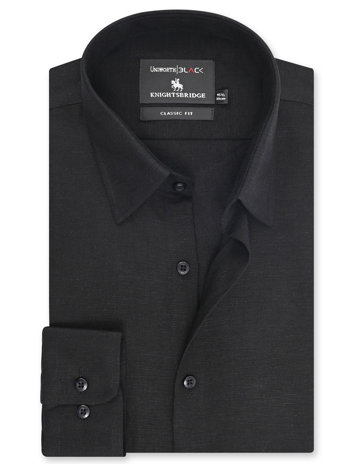 Plain Black Classic Fit Shirt FS2405-3RF-14.5