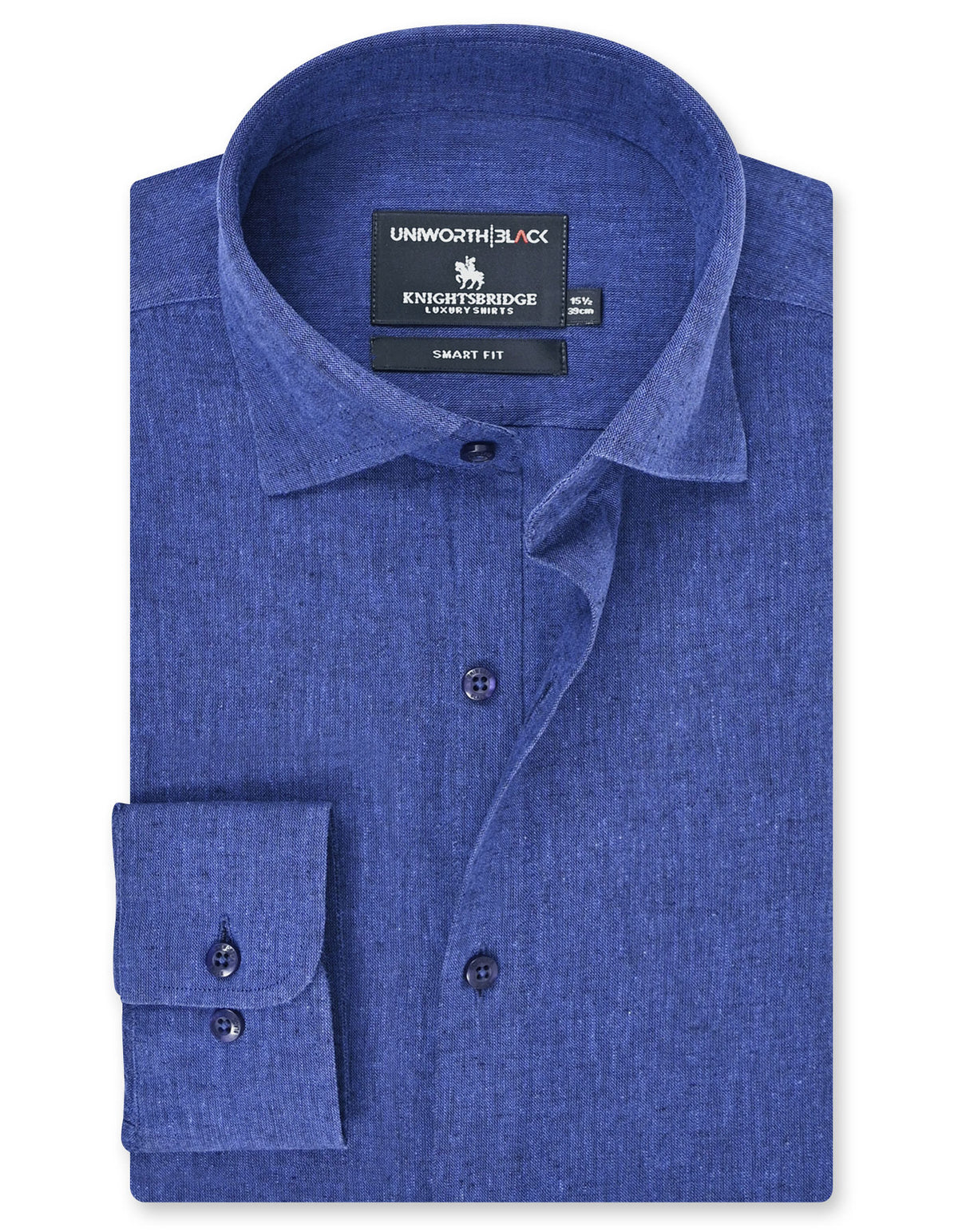 Navy Plain Tailored Smart Fit Linen Shirt