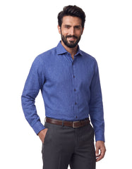 Navy Plain Classic Fit Linen Shirt