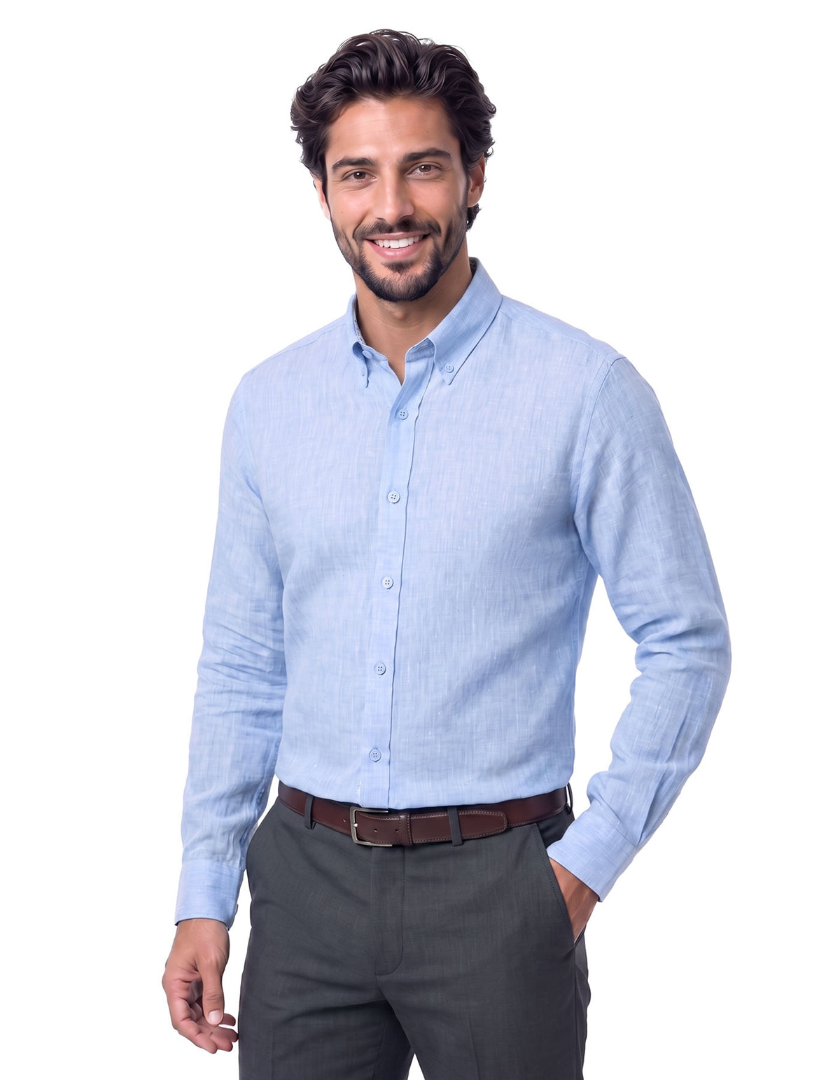 Sky Plain Classic Fit Linen Shirt