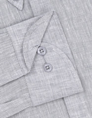 L Grey Plain Classic Fit Linen Shirt