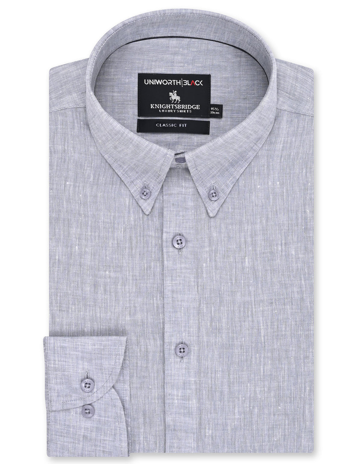 Plain L Grey Classic Fit Shirt FS2416-3RF-14.5