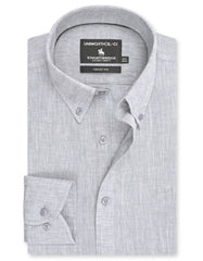 L Grey Plain Tailored Smart Fit Linen Shirt