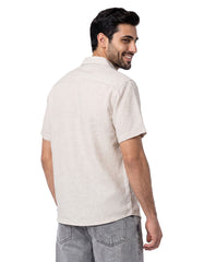 Fawn Plain Tailored Smart Fit Cuban Collar Linen Shirt