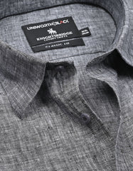 Charcoal Plain Classic Fit Linen Shirt