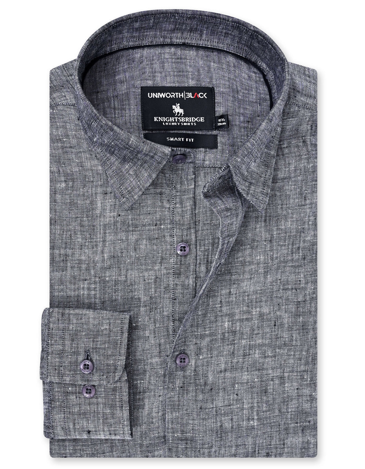 Charcoal Plain Tailored Smart Fit Linen Shirt
