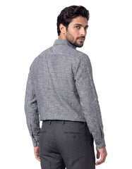 Charcoal Plain Classic Fit Linen Shirt