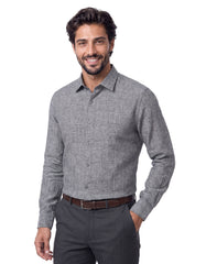 Charcoal Plain Classic Fit Linen Shirt