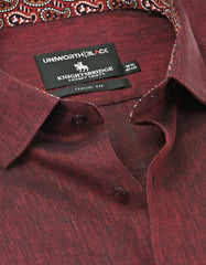 Maroon Plain Classic Fit Linen Shirt