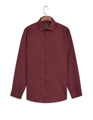 Maroon Plain Classic Fit Linen Shirt