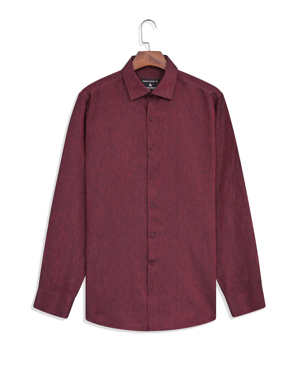 Maroon Plain Classic Fit Linen Shirt