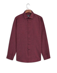 Maroon Plain Tailored Smart Fit Linen Shirt
