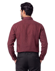 Maroon Plain Classic Fit Linen Shirt
