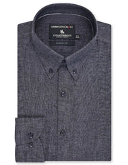 D Grey Plain Classic Fit Linen Shirt