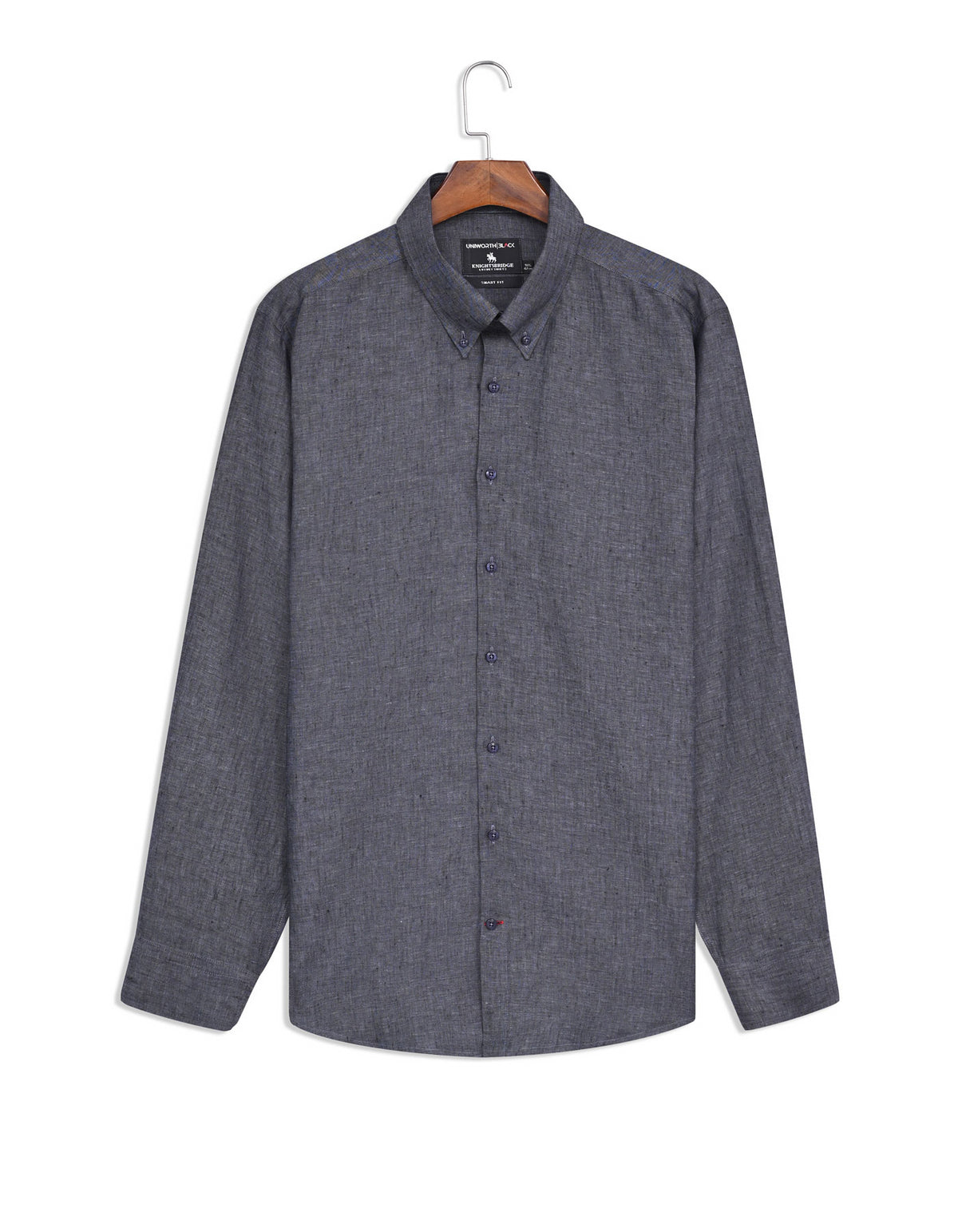 D Grey Plain Classic Fit Linen Shirt