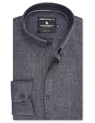 D Grey Plain Classic Fit Linen Shirt
